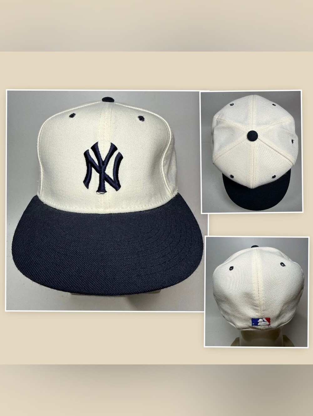 Vintage New Era NY Yankees MLB Fitted Hat 7 5/8 100% Wool USA Pro Model Cap NWOT